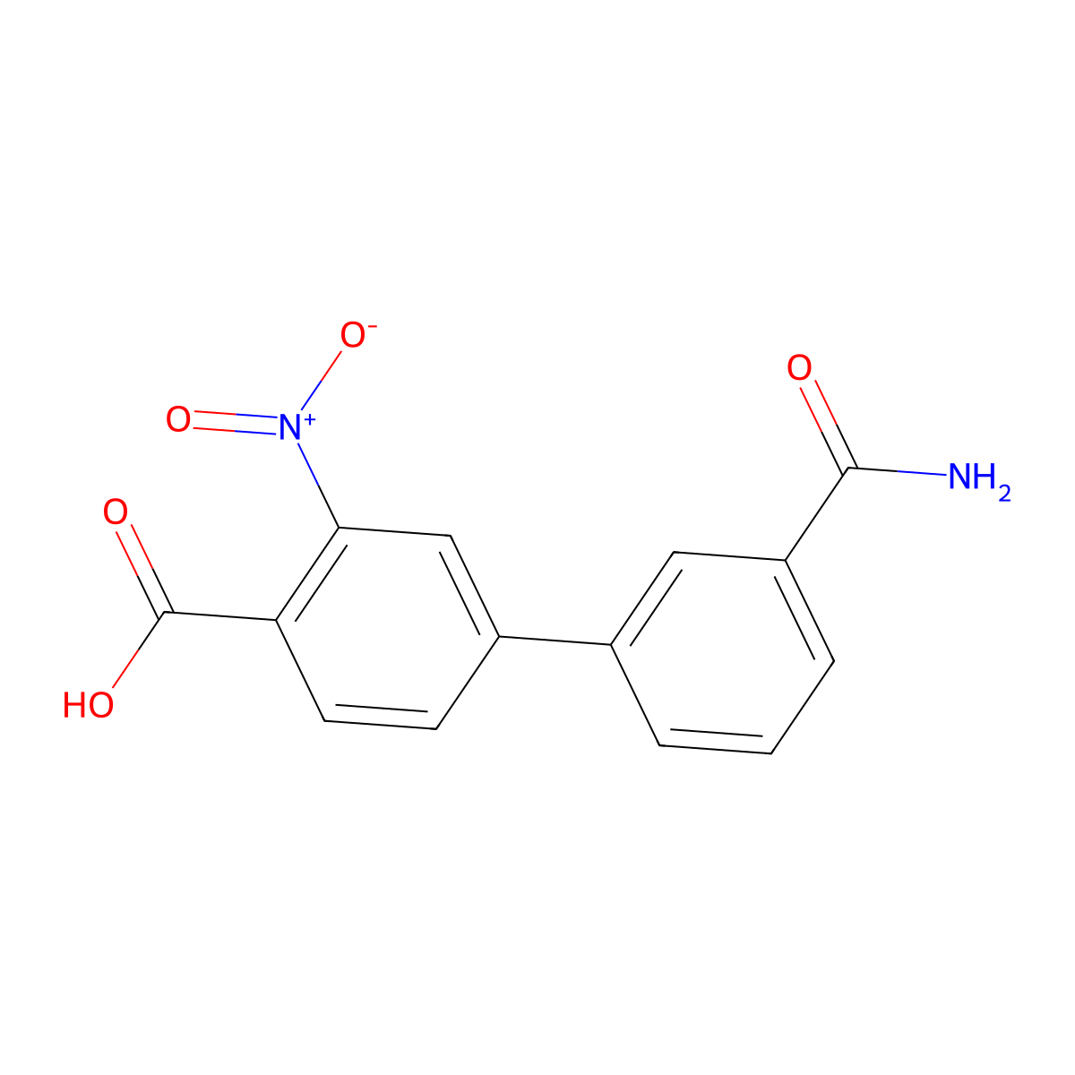 4-(3-Aminocarbonylphenyl)-2-nitrobenzoic acid molecular structure, CAS 1261973-67-4