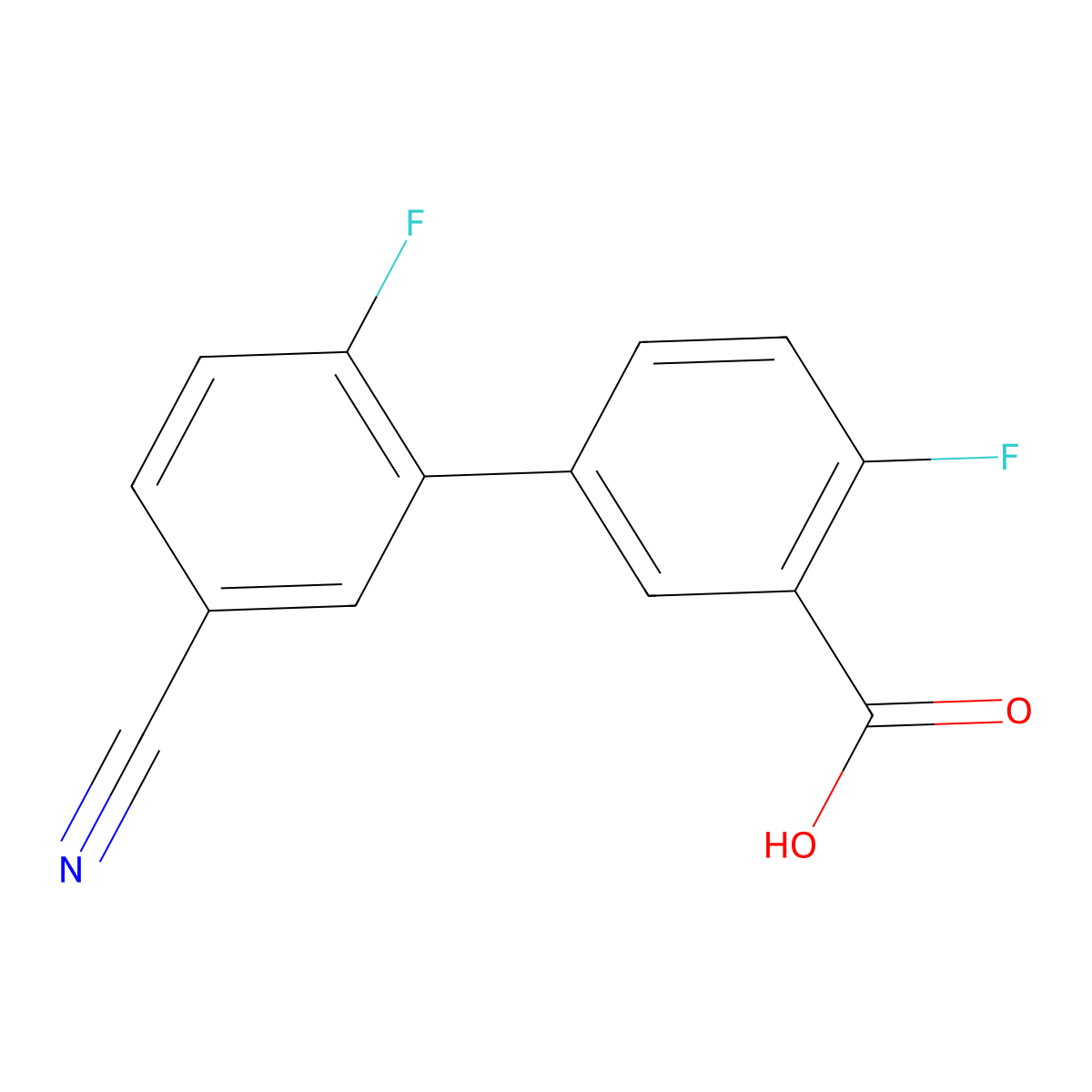 5-(5-Cyano-2-fluorophenyl)-2-fluorobenzoic acid molecular structure, CAS 1261974-23-5