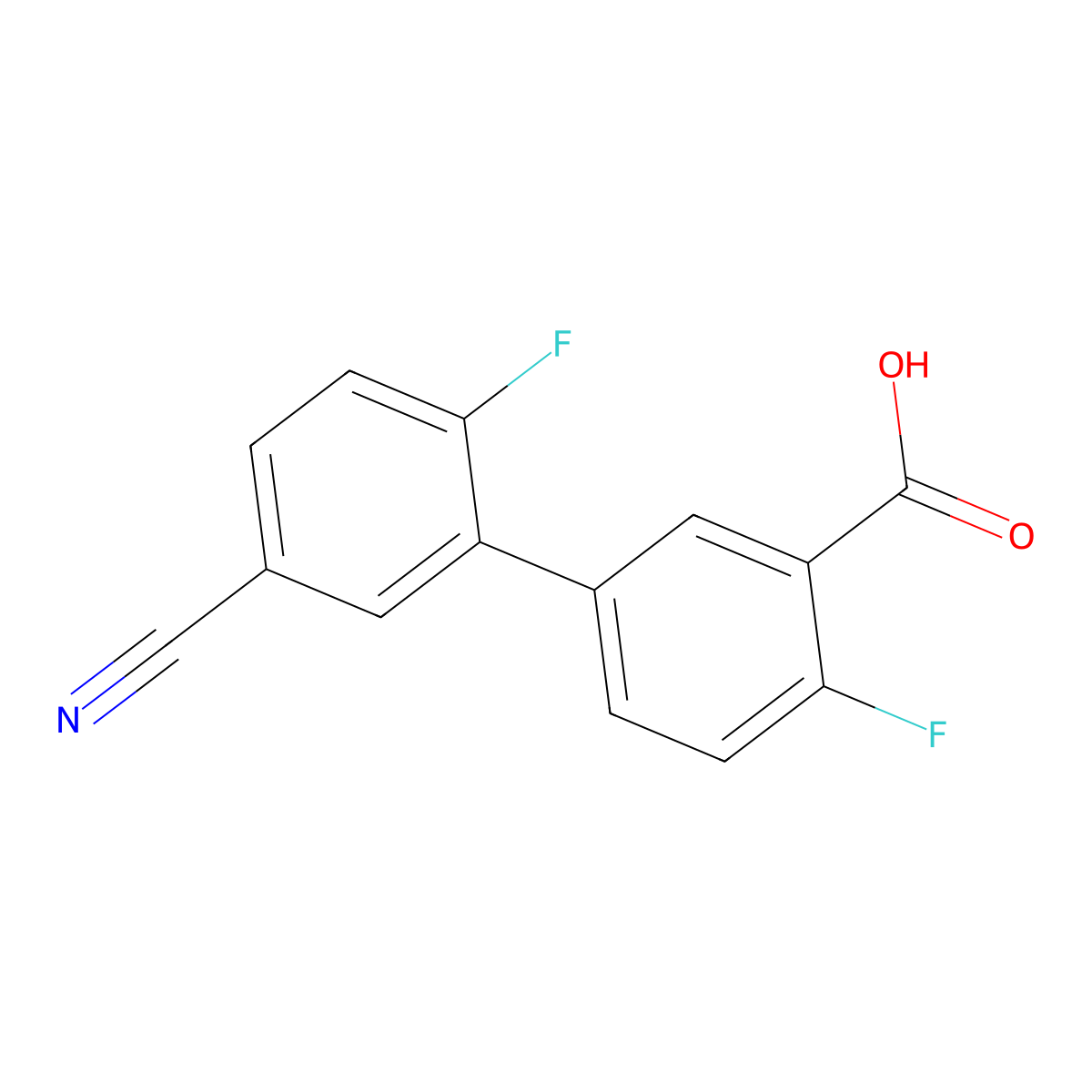 5-(5-Cyano-2-fluorophenyl)-2-fluorobenzoic acid molecular structure, CAS 1261974-23-5