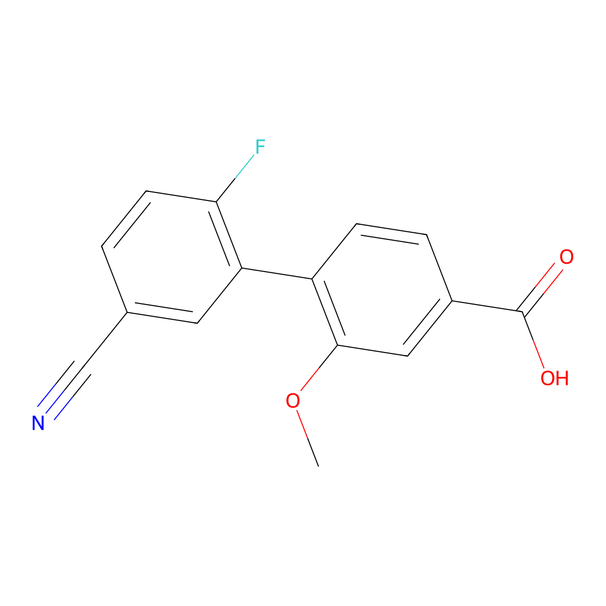 4-(5-Cyano-2-fluorophenyl)-3-methoxybenzoic acid molecular structure, CAS 1261974-31-5