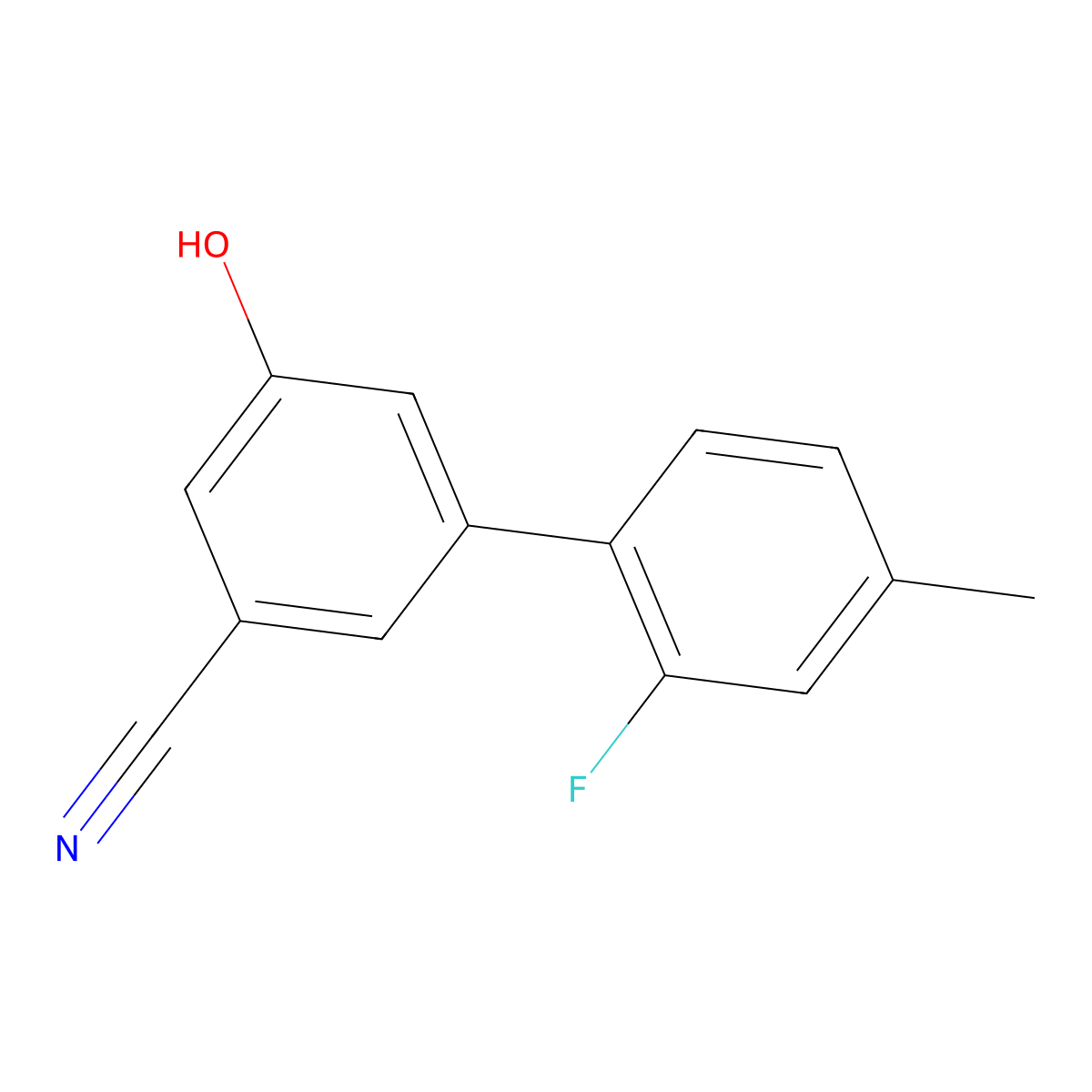 3-Cyano-5-(2-fluoro-4-methylphenyl)phenol molecular structure, CAS 1261974-32-6