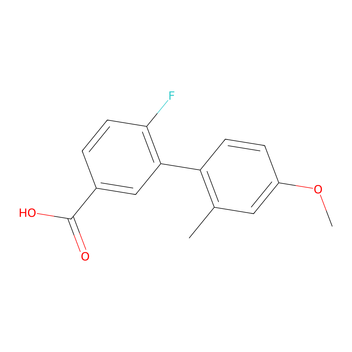 4-Fluoro-3-(4-methoxy-2-methylphenyl)benzoic acid molecular structure, CAS 1261974-36-0