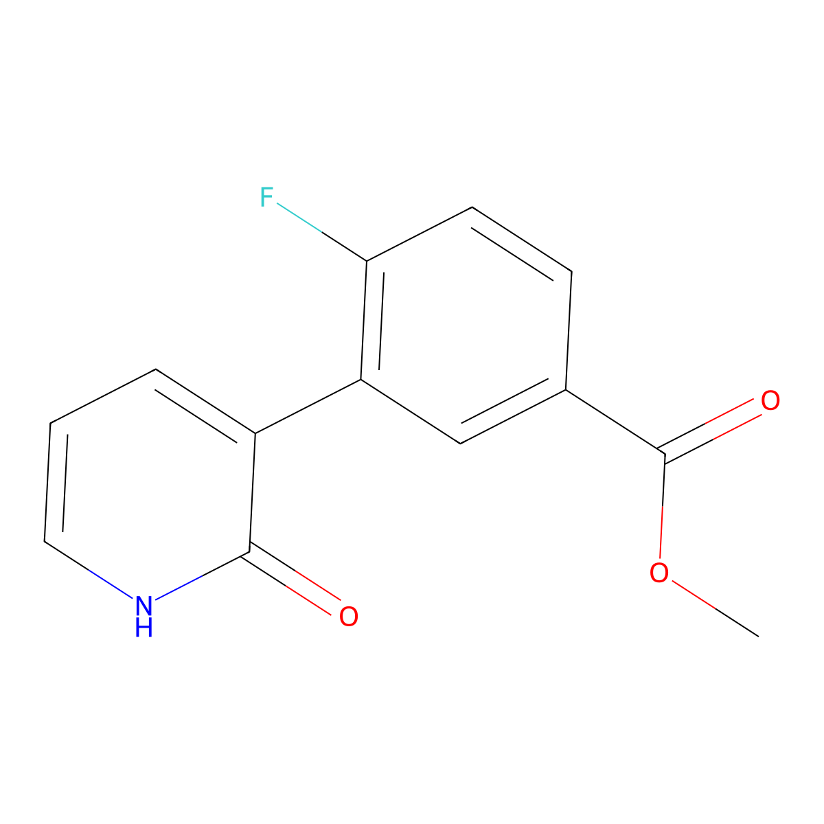 Methyl 4-fluoro-3-(2-oxo-1,2-dihydropyridin-3-yl)benzoate molecular structure, CAS 1261974-47-3