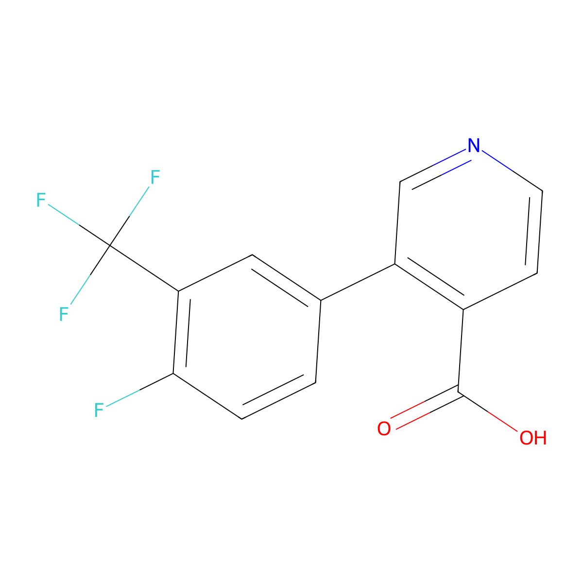 3-(4-Fluoro-3-trifluoromethylphenyl)isonicotinic acid molecular structure, CAS 1261974-54-2