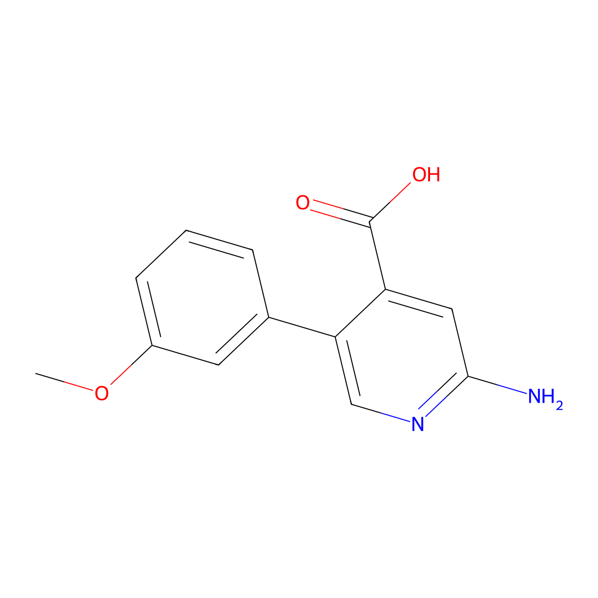 2-Amino-5-(3-methoxyphenyl)pyridine-4-carboxylic acid molecular structure, CAS 1261974-56-4