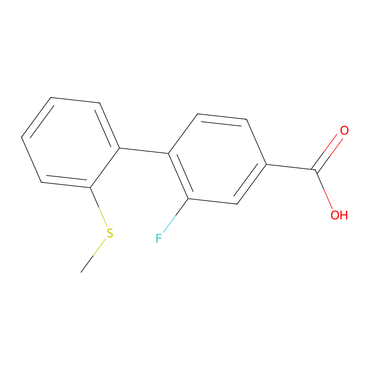 3-Fluoro-4-(2-methylthiophenyl)benzoic acid molecular structure, CAS 1261974-64-4