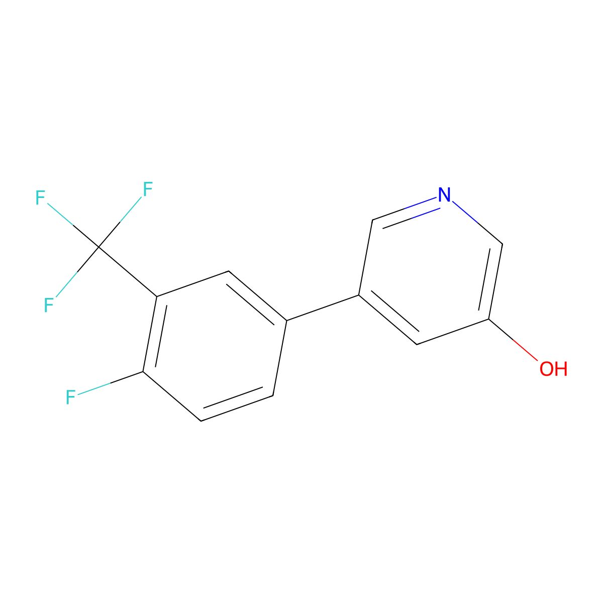 5-[4-Fluoro-3-(trifluoromethyl)phenyl]pyridin-3-ol molecular structure, CAS 1261974-69-9
