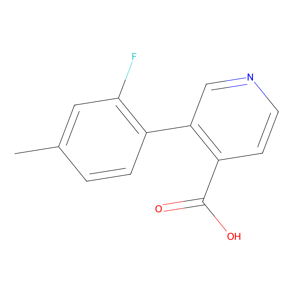 3-(2-Fluoro-4-methylphenyl)isonicotinic acid molecular structure, CAS 1261974-75-7