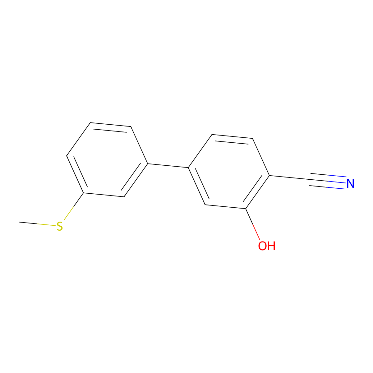 2-Cyano-5-(3-methylthiophenyl)phenol molecular structure, CAS 1261974-86-0