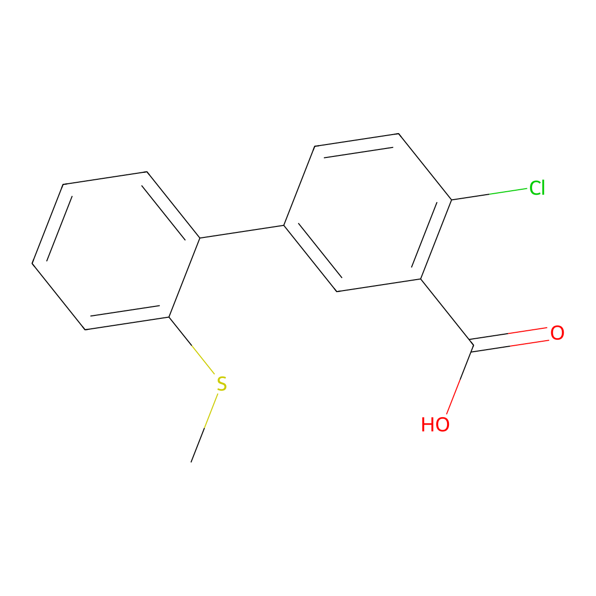 2-Chloro-5-(2-methylthiophenyl)benzoic acid molecular structure, CAS 1261974-87-1