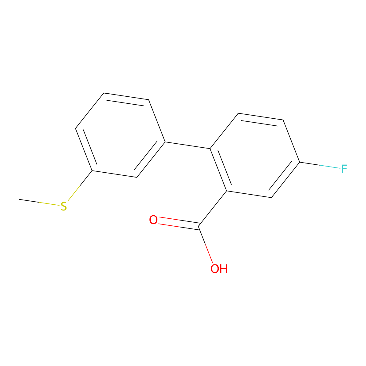 5-Fluoro-2-(3-methylthiophenyl)benzoic acid molecular structure, CAS 1261975-15-8