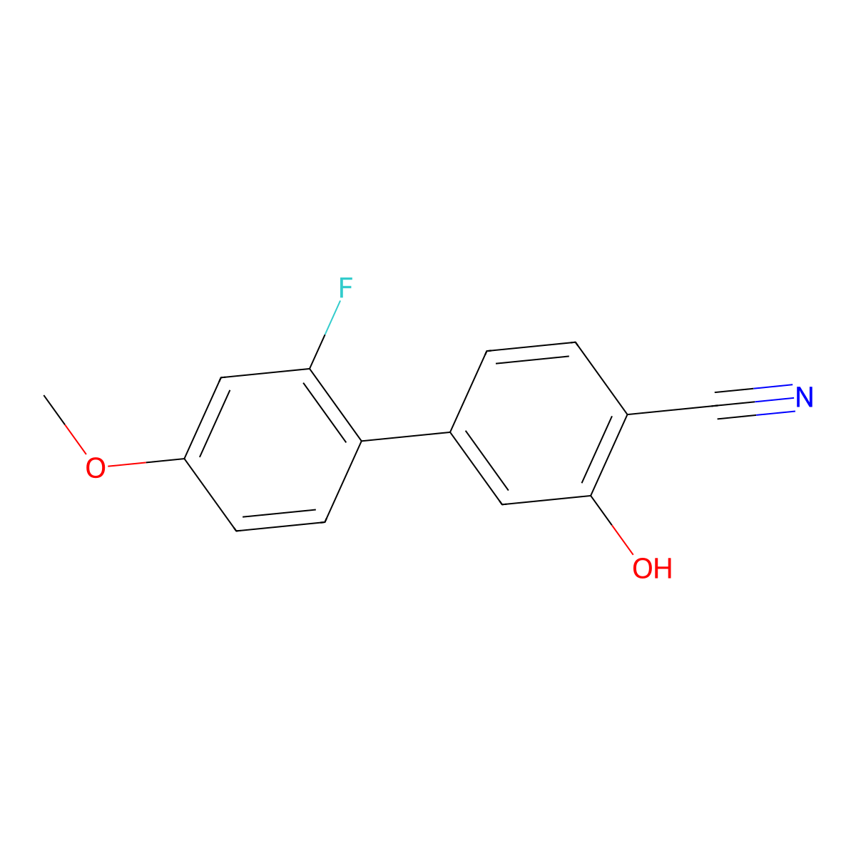 2-Cyano-5-(2-fluoro-4-methoxyphenyl)phenol molecular structure, CAS 1261975-16-9
