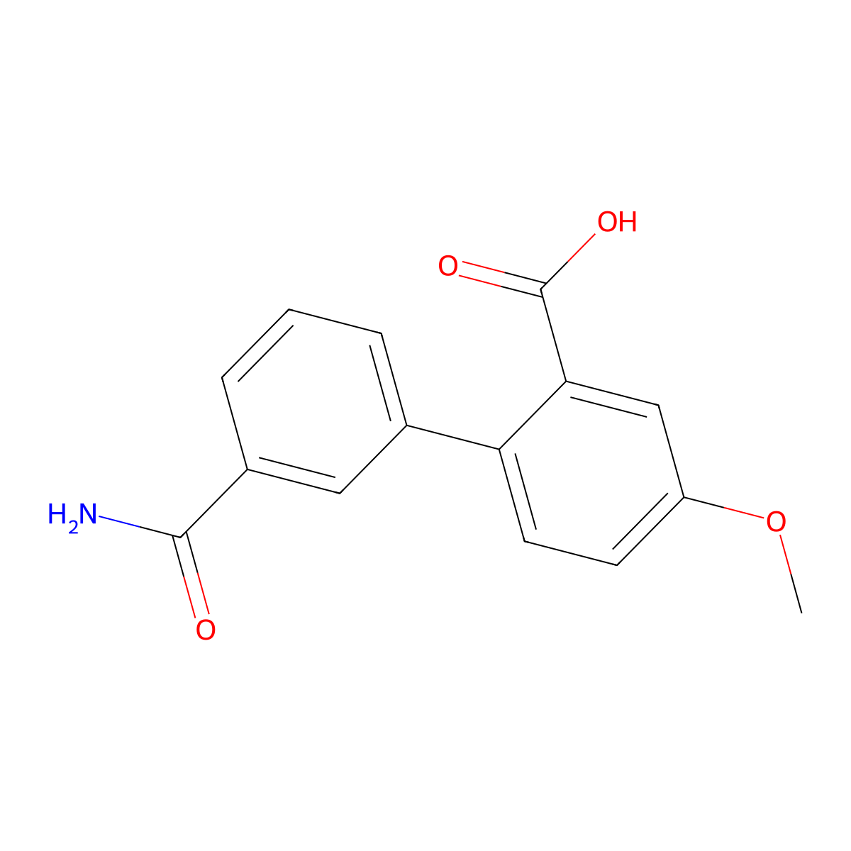 2-(3-Aminocarbonylphenyl)-5-methoxybenzoic acid molecular structure, CAS 1261975-17-0