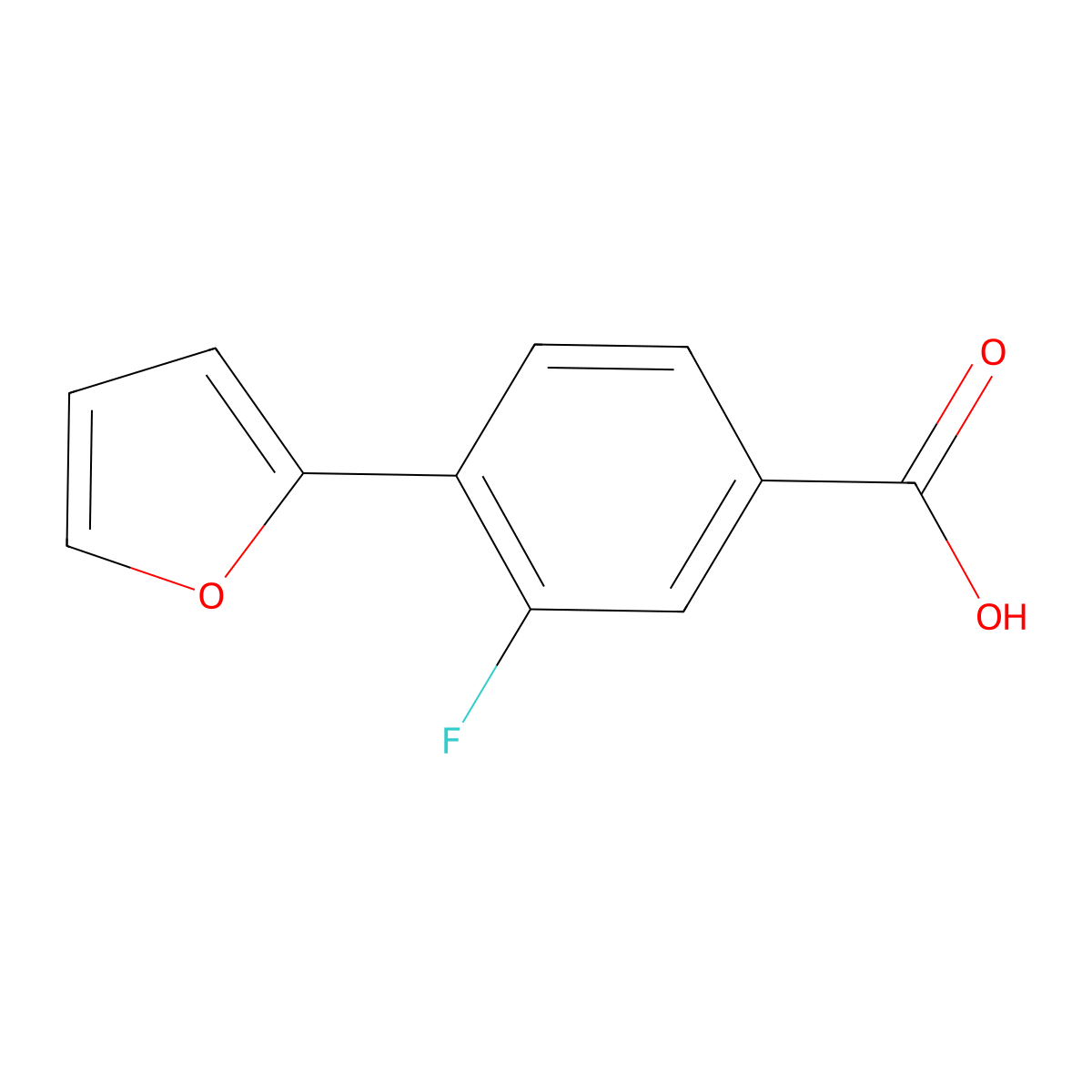 3-Fluoro-4-(furan-2-YL)benzoic acid molecular structure, CAS 1261975-22-7