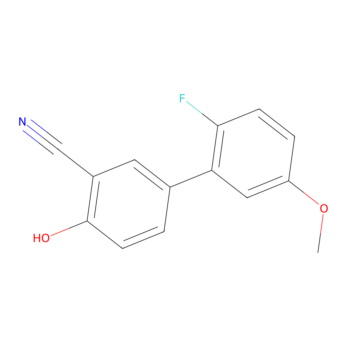 2-Cyano-4-(2-fluoro-5-methoxyphenyl)phenol molecular structure, CAS 1261975-26-1