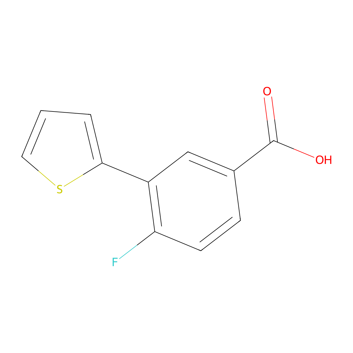 4-Fluoro-3-(thiophen-2-YL)benzoic acid molecular structure, CAS 1261975-41-0