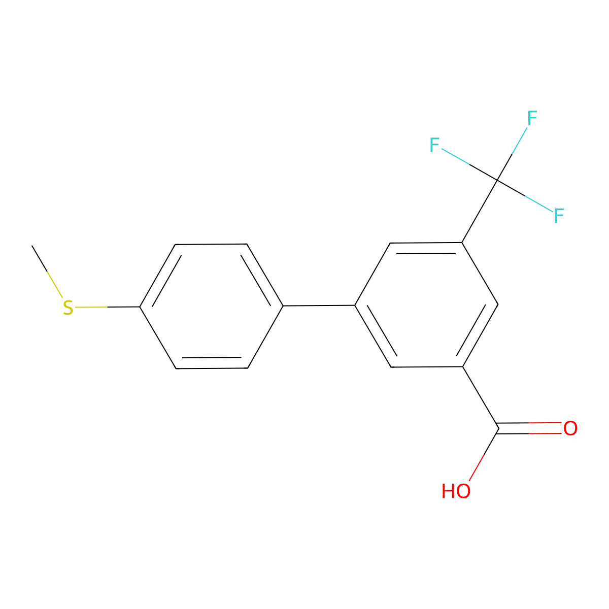 3-(4-Methylthiophenyl)-5-trifluoromethylbenzoic acid molecular structure, CAS 1261975-51-2