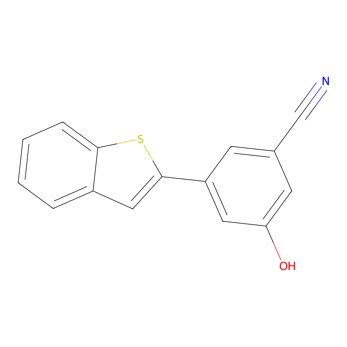 5-[Benzo(b)thiophen-2-yl]-3-cyanophenol molecular structure, CAS 1261975-56-7