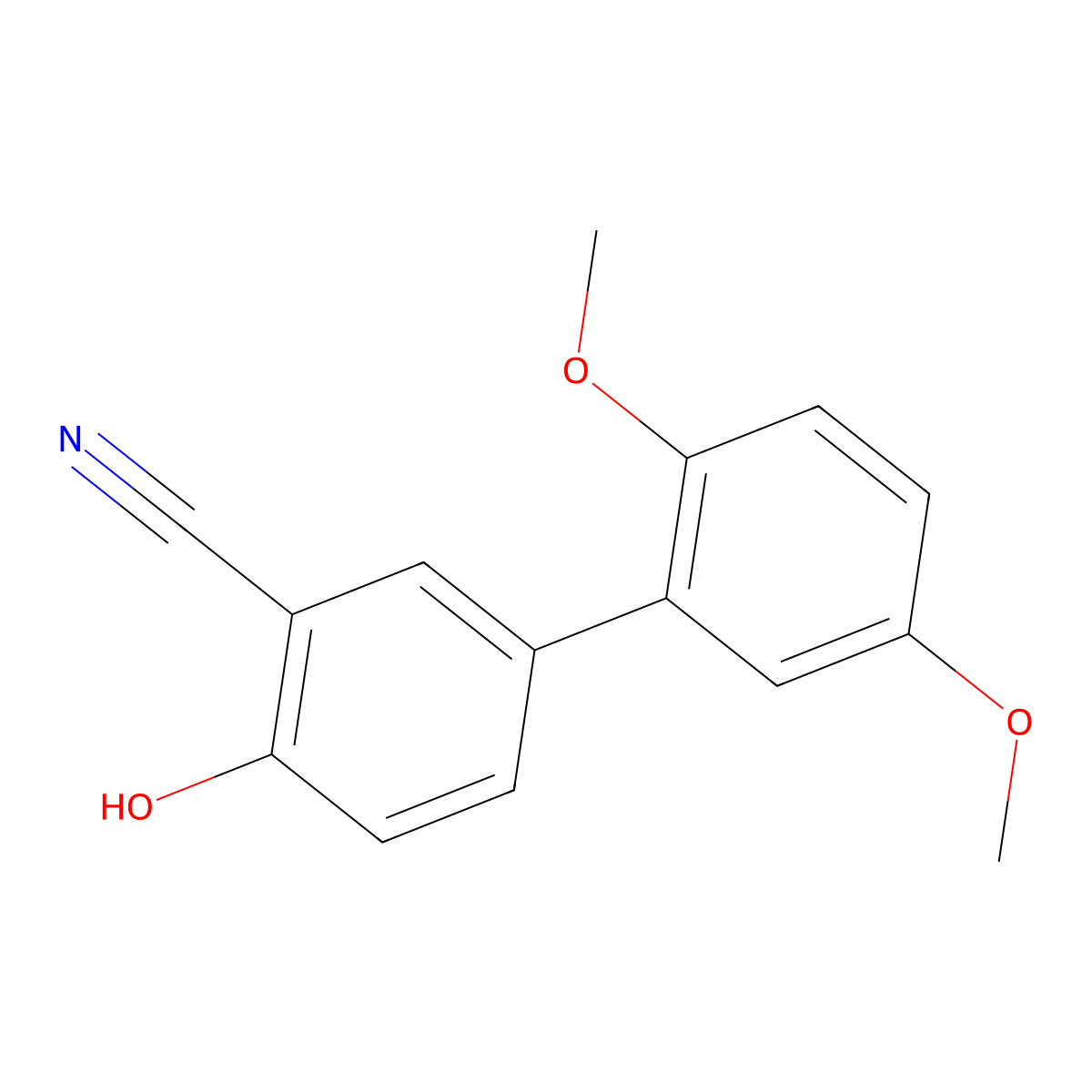 2-Cyano-4-(2,5-dimethoxyphenyl)phenol molecular structure, CAS 1261975-58-9
