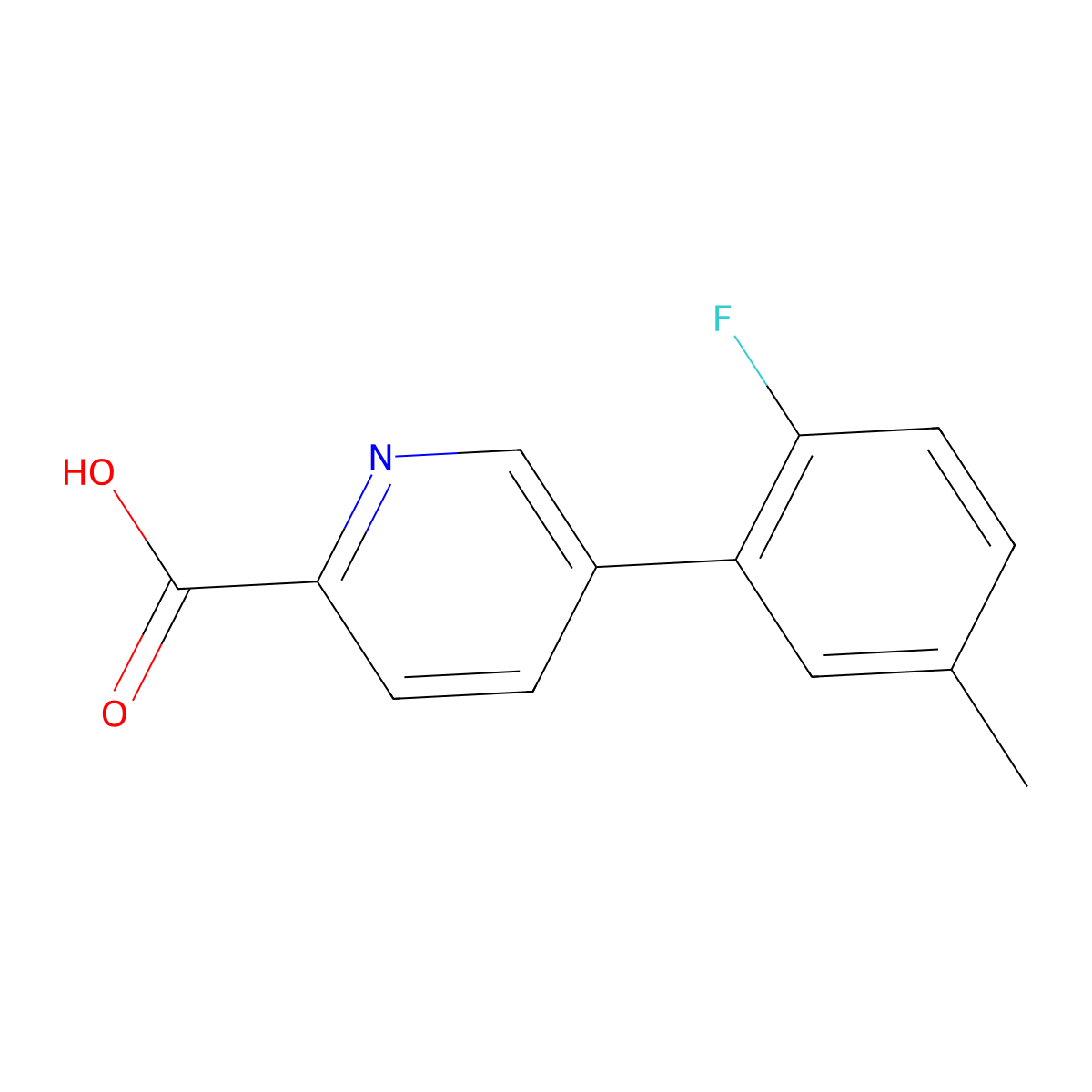 5-(2-Fluoro-5-methylphenyl)picolinic acid molecular structure, CAS 1261975-71-6