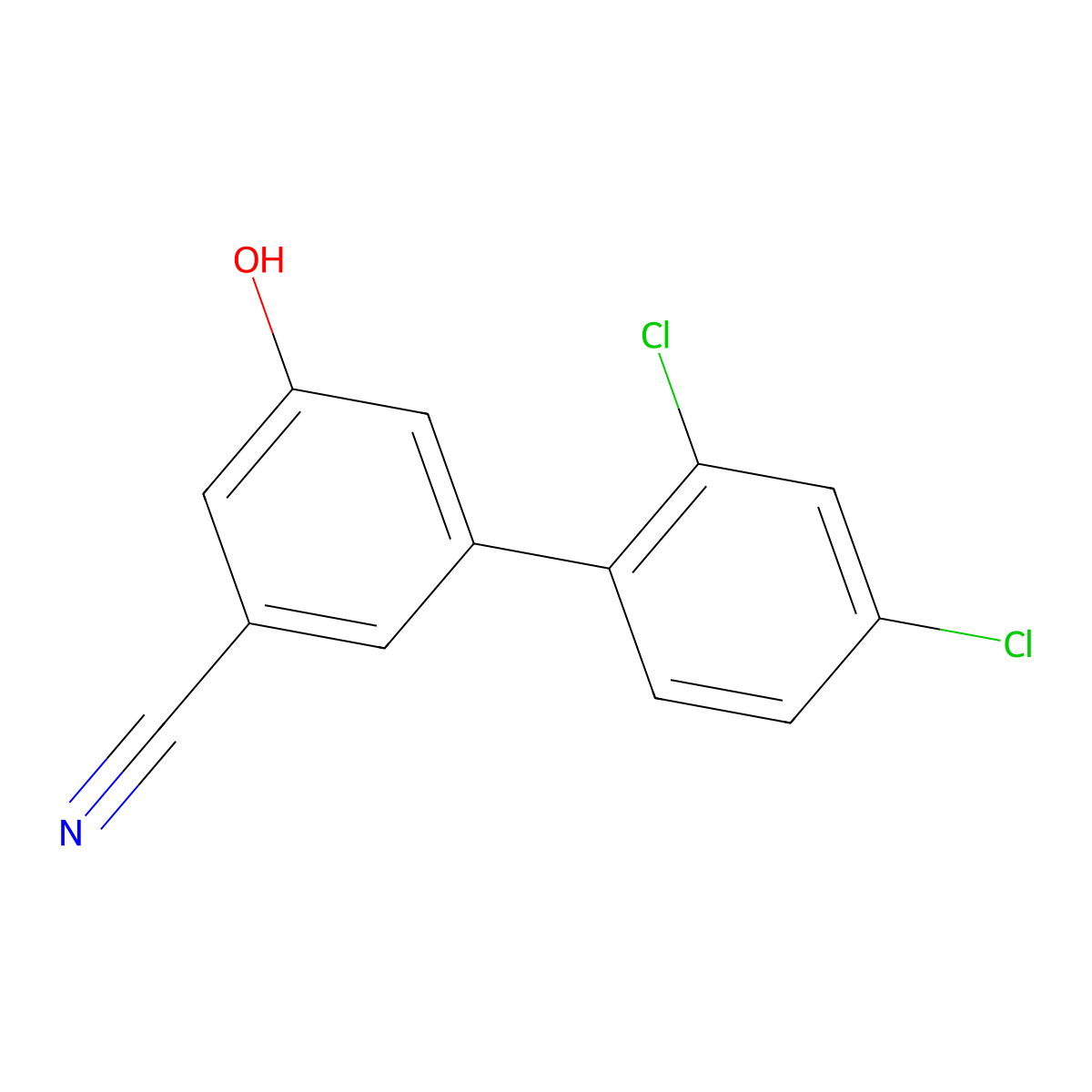 3-Cyano-5-(2,4-dichlorophenyl)phenol molecular structure, CAS 1261975-77-2