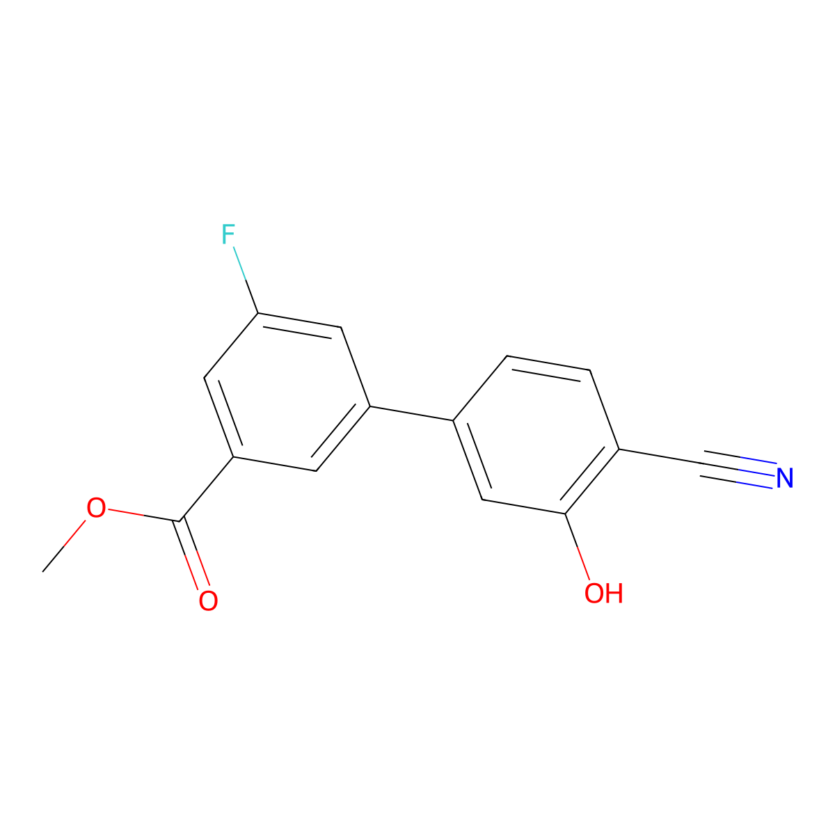 2-Cyano-5-(3-fluoro-5-methoxycarbonylphenyl)phenol molecular structure, CAS 1261975-83-0