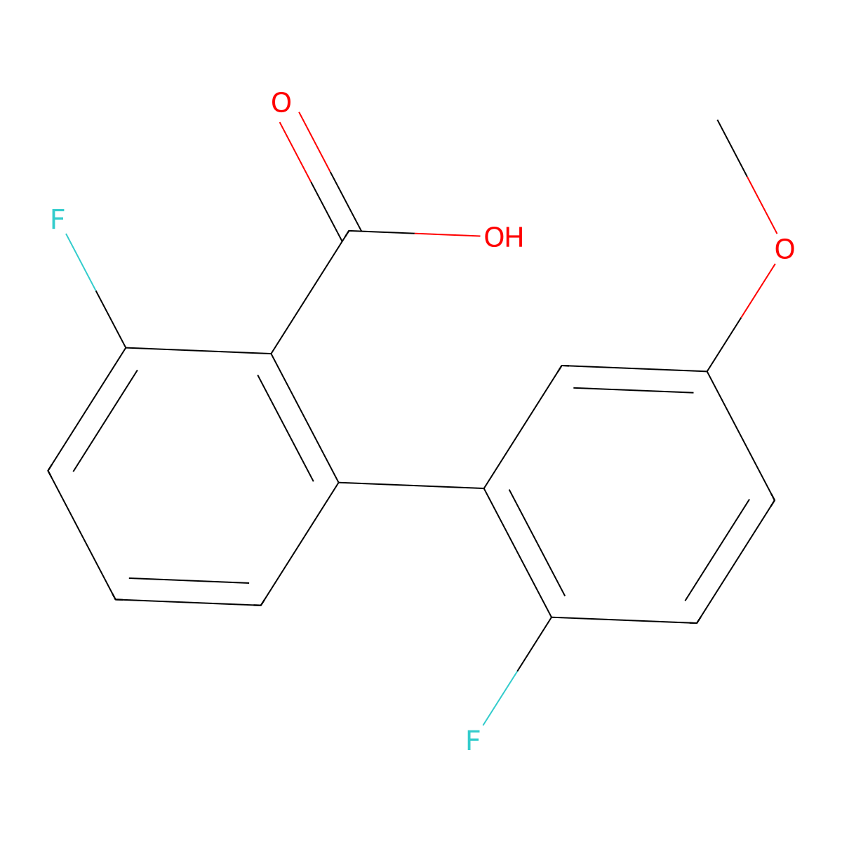 6-Fluoro-2-(2-fluoro-5-methoxyphenyl)benzoic acid molecular structure, CAS 1261975-90-9