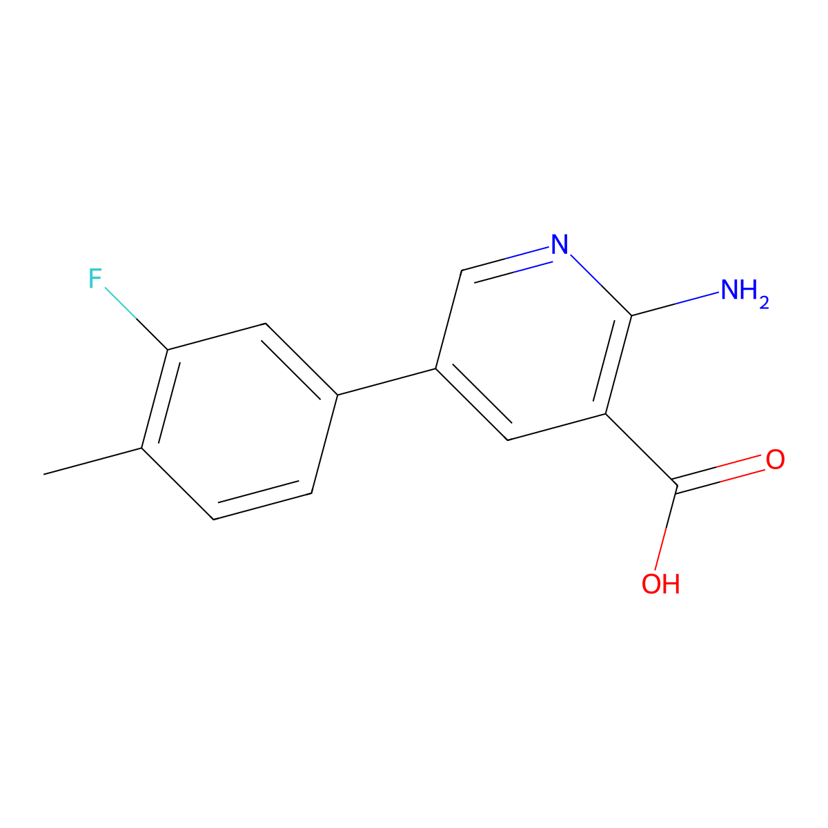 2-Amino-5-(3-fluoro-4-methylphenyl)pyridine-3-carboxylic acid molecular structure, CAS 1261975-97-6