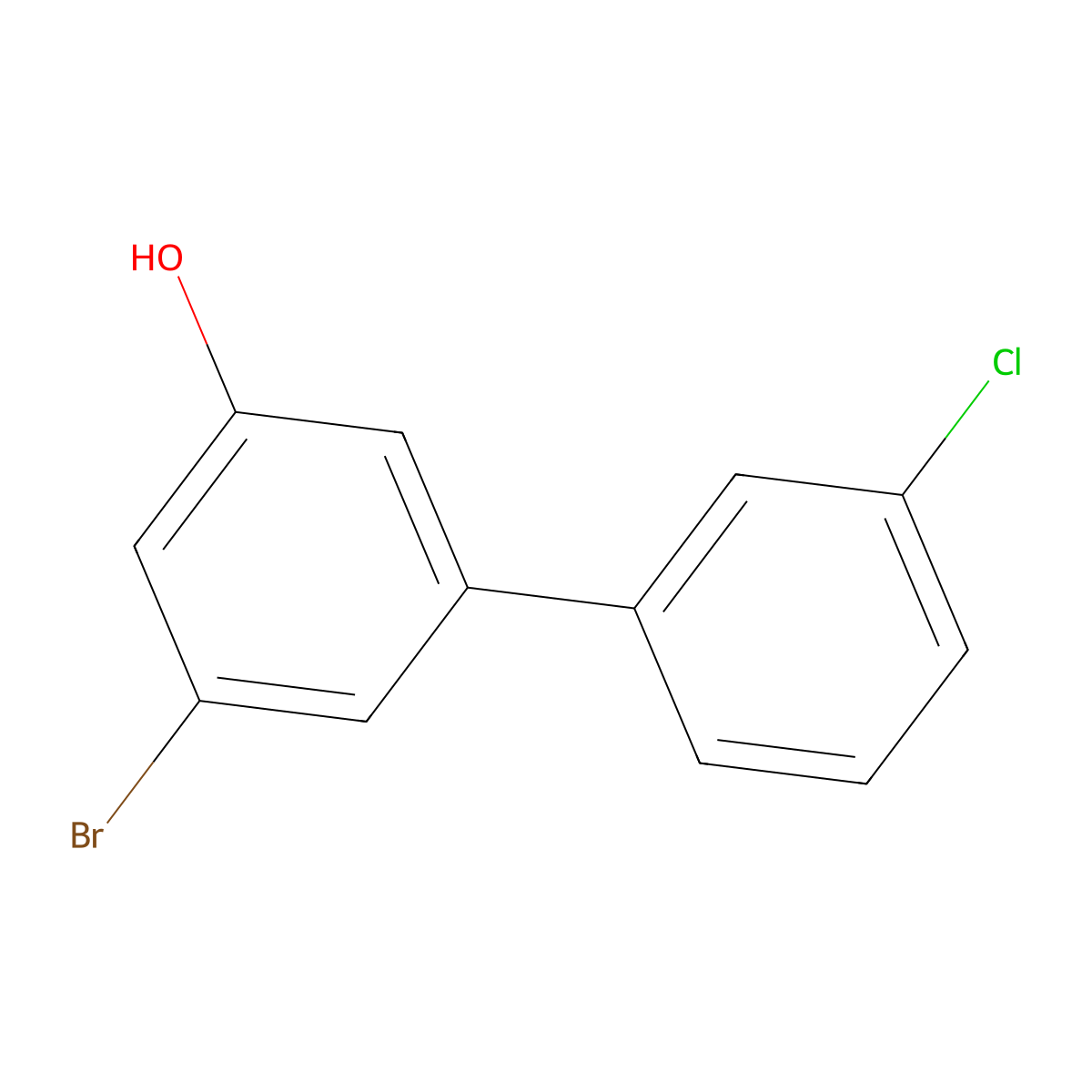 3-Bromo-5-(3-chlorophenyl)phenol molecular structure, CAS 1261976-00-4