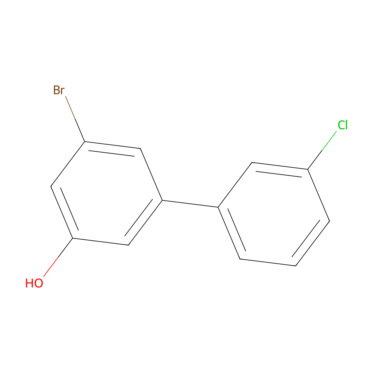 3-Bromo-5-(3-chlorophenyl)phenol molecular structure, CAS 1261976-00-4