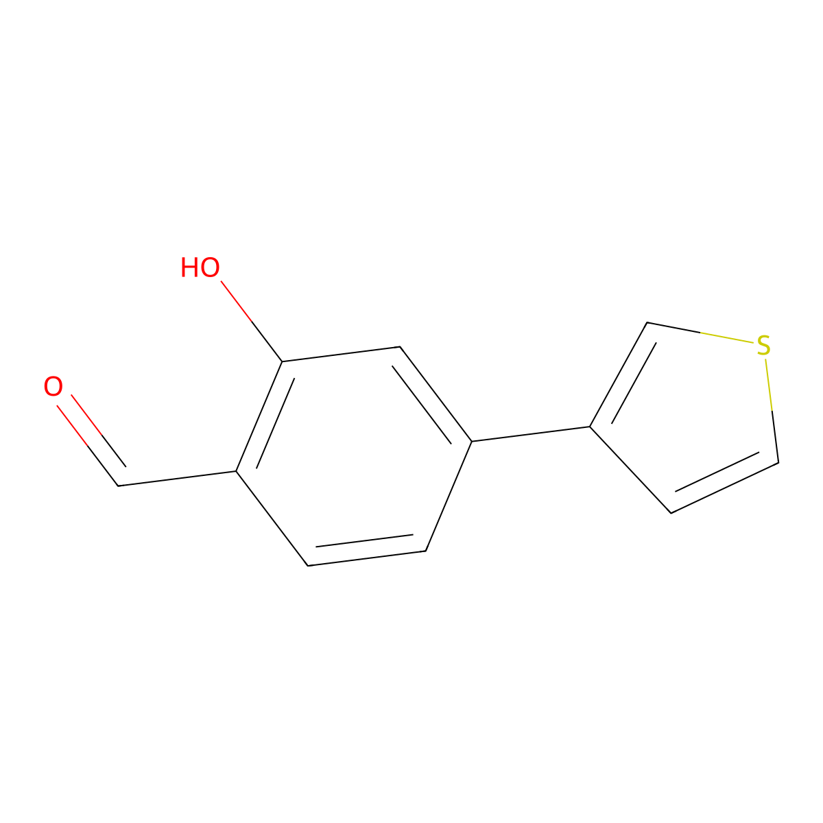 2-Formyl-5-(thiophen-3-YL)phenol molecular structure, CAS 1261976-01-5