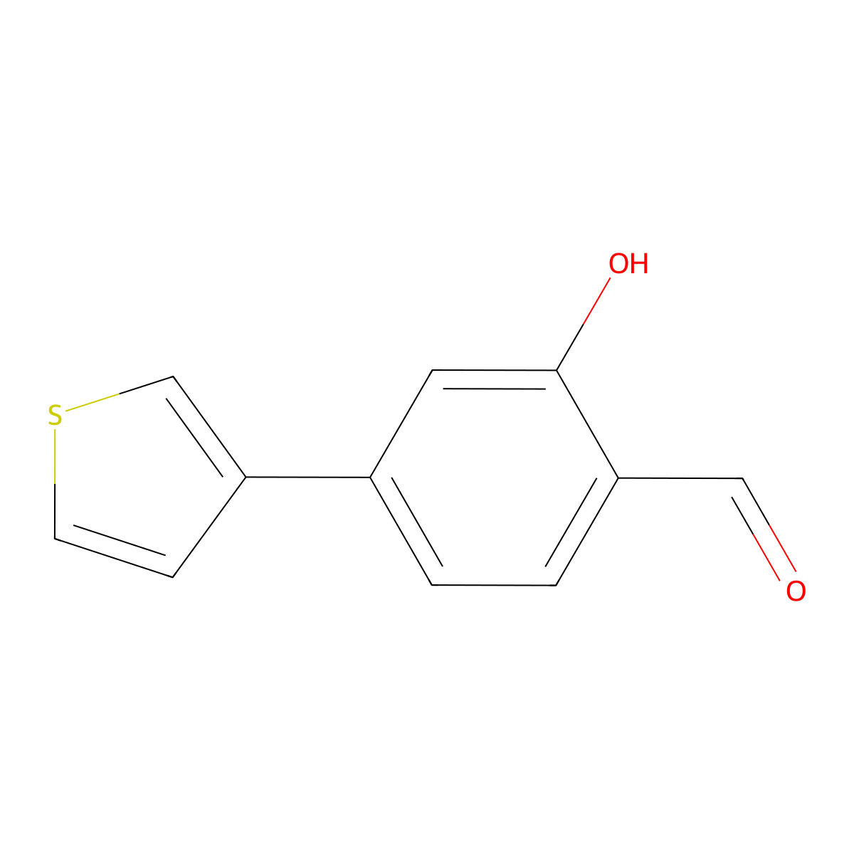 2-Formyl-5-(thiophen-3-YL)phenol molecular structure, CAS 1261976-01-5