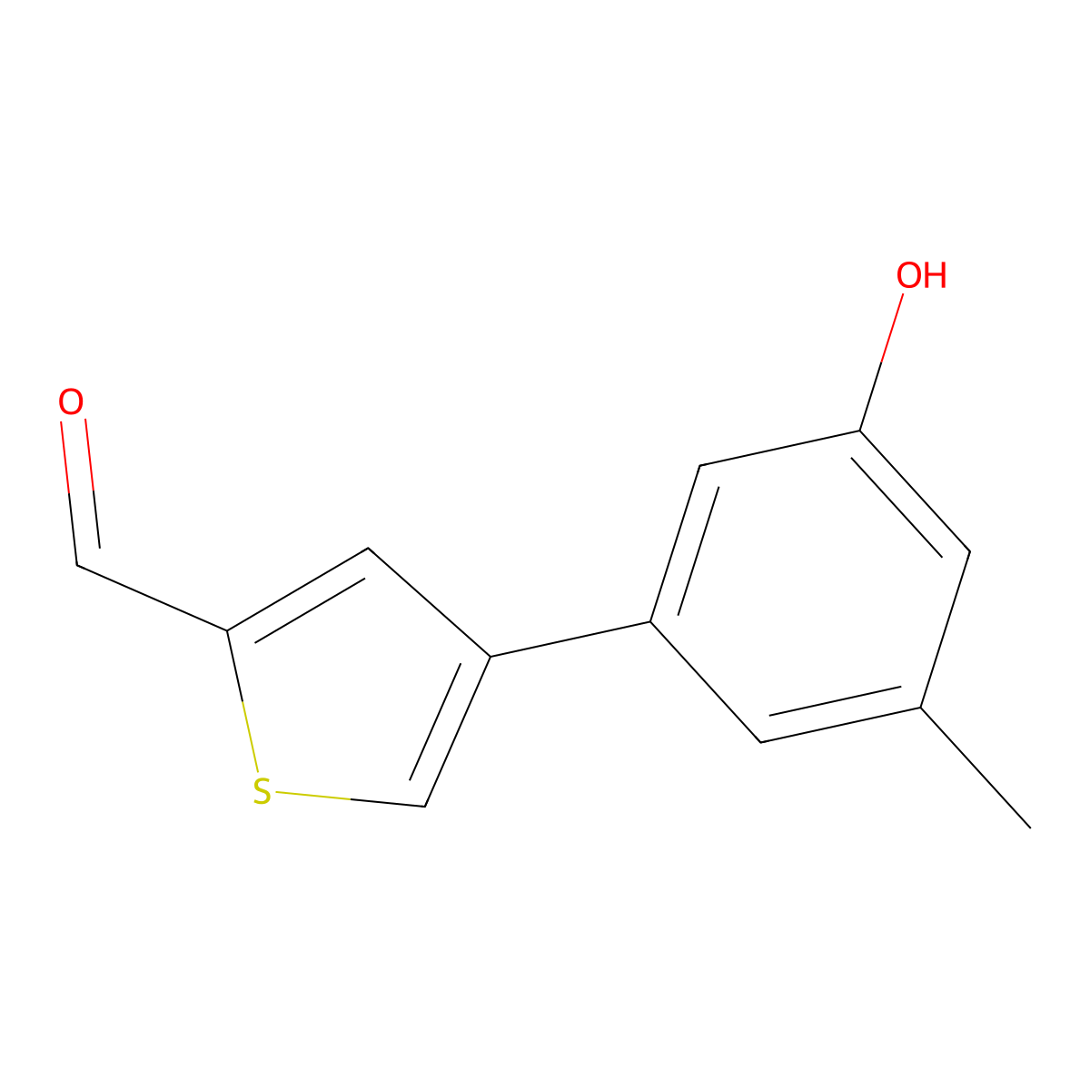 4-(3-Hydroxy-5-methylphenyl)thiophene-2-carbaldehyde molecular structure, CAS 1261976-02-6