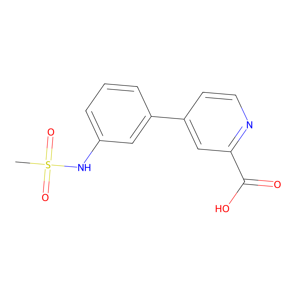 4-(3-Methylsulfonylaminophenyl)picolinic acid molecular structure, CAS 1261976-04-8