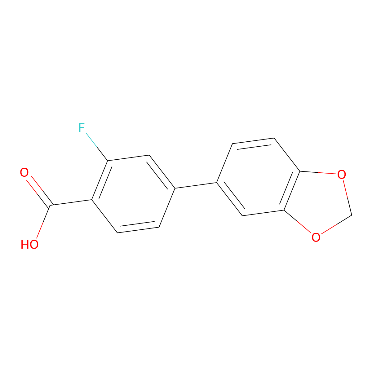 2-Fluoro-4-(3,4-methylenedioxyphenyl)benzoic acid molecular structure, CAS 1261976-08-2