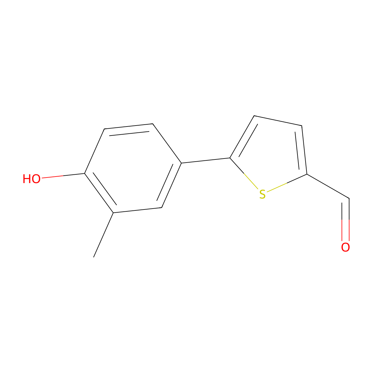 4-(5-Formylthiophen-2-YL)-2-methylphenol molecular structure, CAS 1261976-11-7