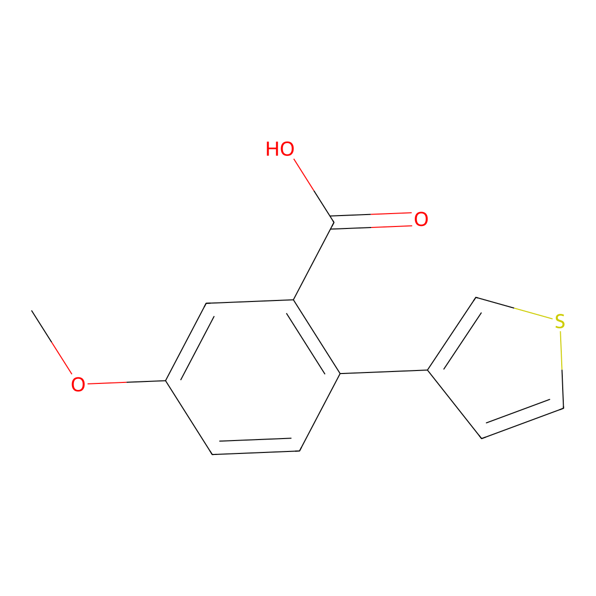 5-Methoxy-2-(thiophen-3-YL)benzoic acid molecular structure, CAS 1261976-13-9