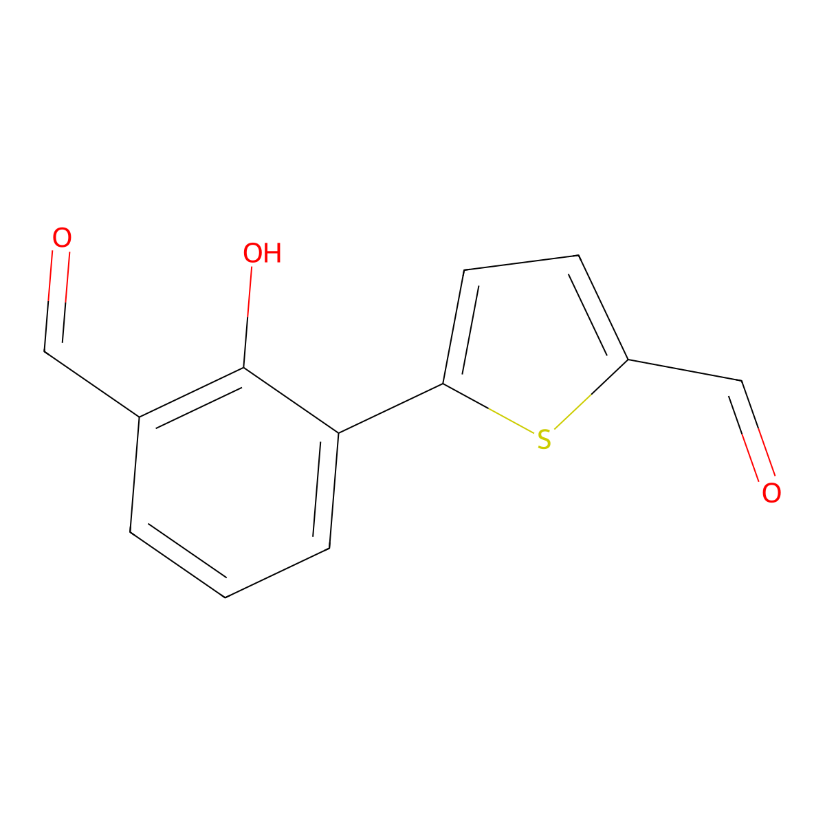 5-(3-Formyl-2-hydroxyphenyl)thiophene-2-carbaldehyde molecular structure, CAS 1261976-33-3