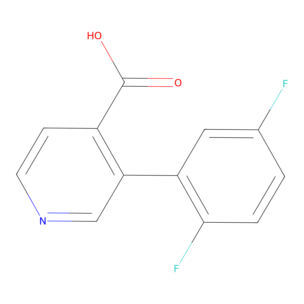 3-(2,5-Difluorophenyl)pyridine-4-carboxylic acid molecular structure, CAS 1261976-36-6