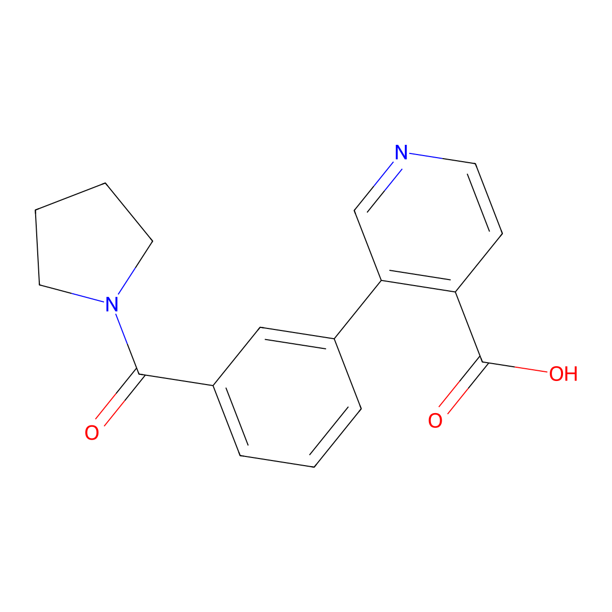 3-(3-Pyrrolidinylcarbonylphenyl)isonicotinic acid molecular structure, CAS 1261976-40-2