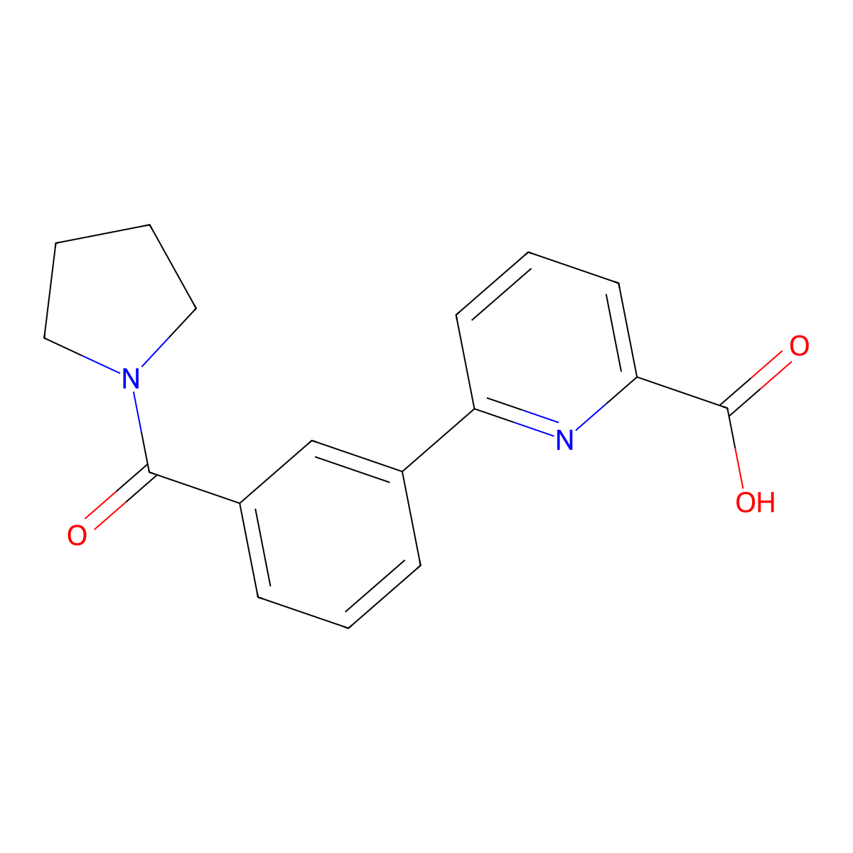 6-(3-Pyrrolidinylcarbonylphenyl)picolinic acid molecular structure, CAS 1261976-52-6