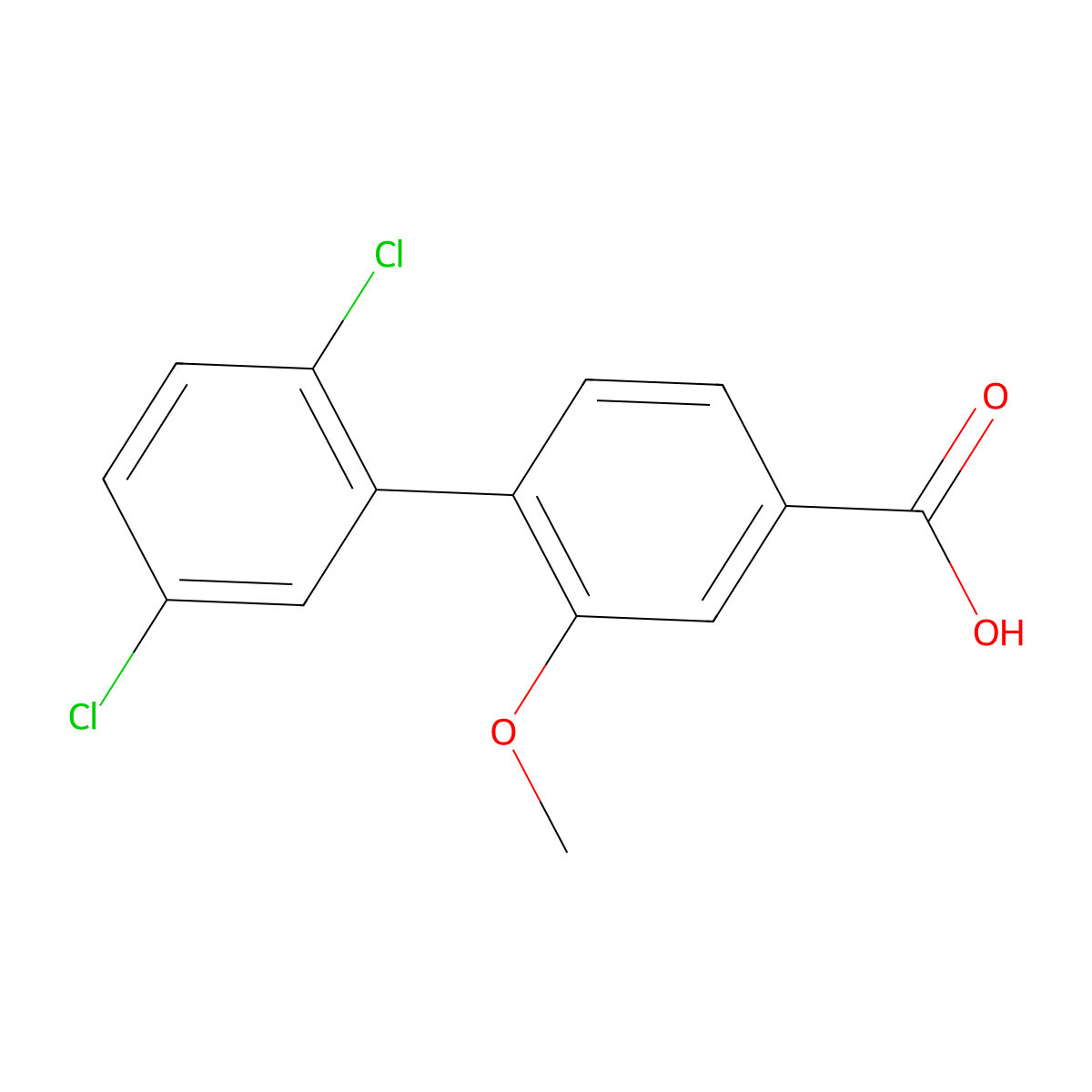 4-(2,5-Dichlorophenyl)-3-methoxybenzoic acid molecular structure, CAS 1261976-54-8
