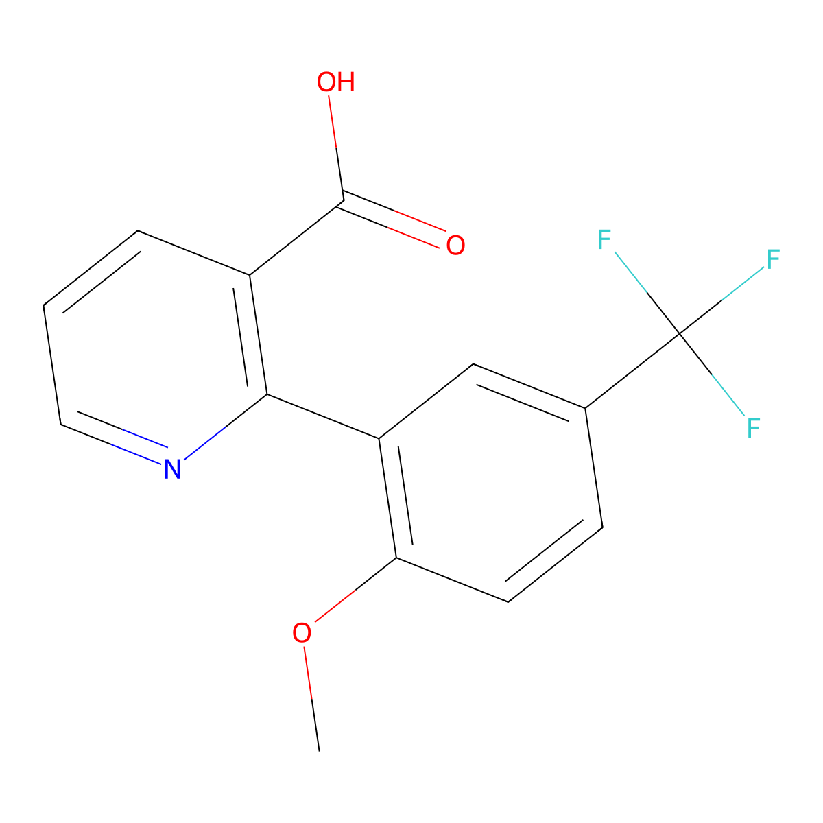 2-(2-Methoxy-5-trifluoromethylphenyl)nicotinic acid molecular structure, CAS 1261976-55-9