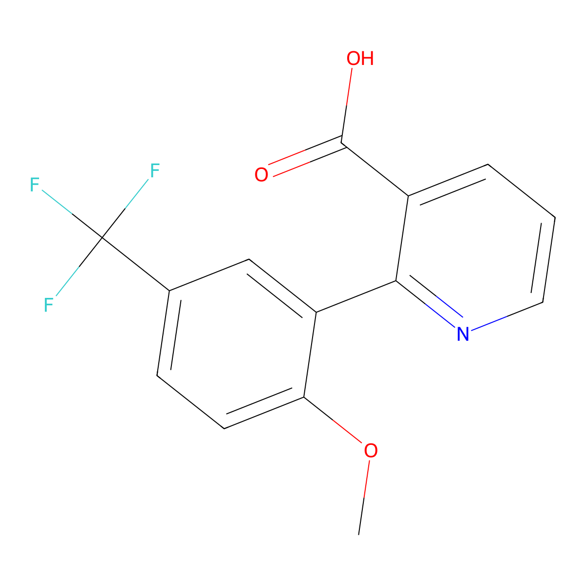 2-(2-Methoxy-5-trifluoromethylphenyl)nicotinic acid molecular structure, CAS 1261976-55-9