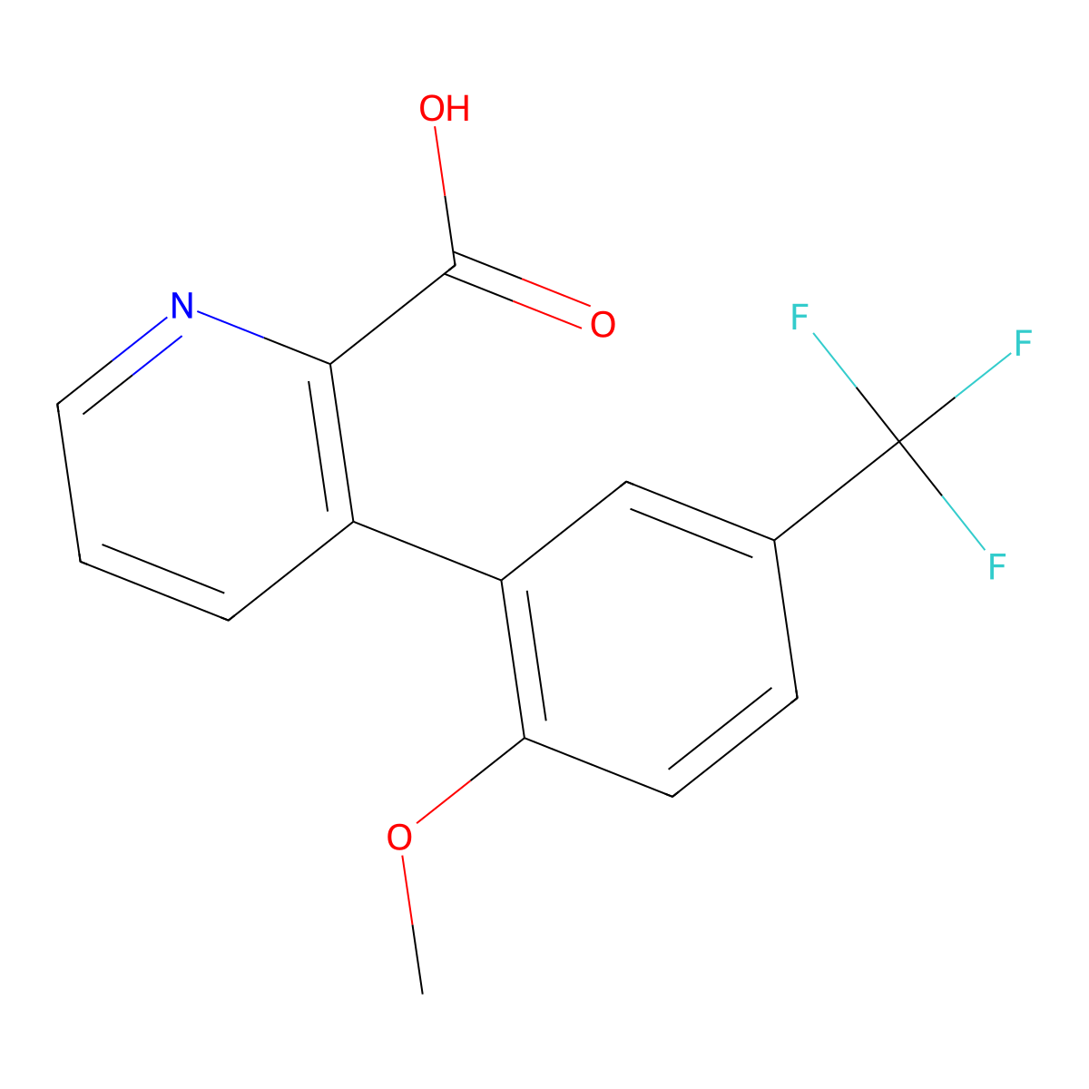 3-(2-Methoxy-5-trifluoromethylphenyl)picolinic acid molecular structure, CAS 1261976-65-1