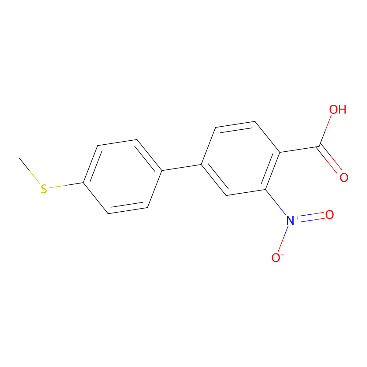4-(4-Methylthiophenyl)-2-nitrobenzoic acid molecular structure, CAS 1261976-91-3