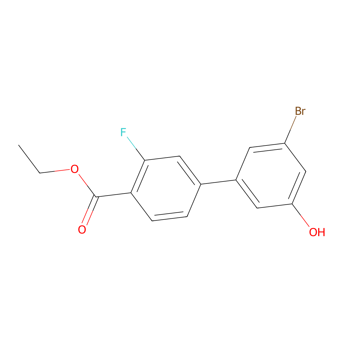 3-Bromo-5-[4-(ethoxycarbonyl)-3-fluorophenyl]phenol molecular structure, CAS 1261977-17-6