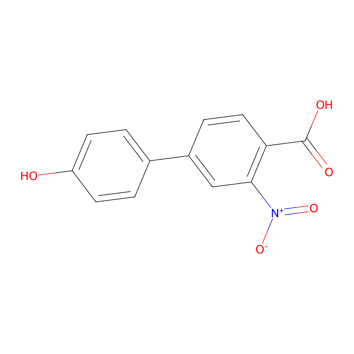 4-(4-Hydroxyphenyl)-2-nitrobenzoic acid molecular structure, CAS 1261977-37-0