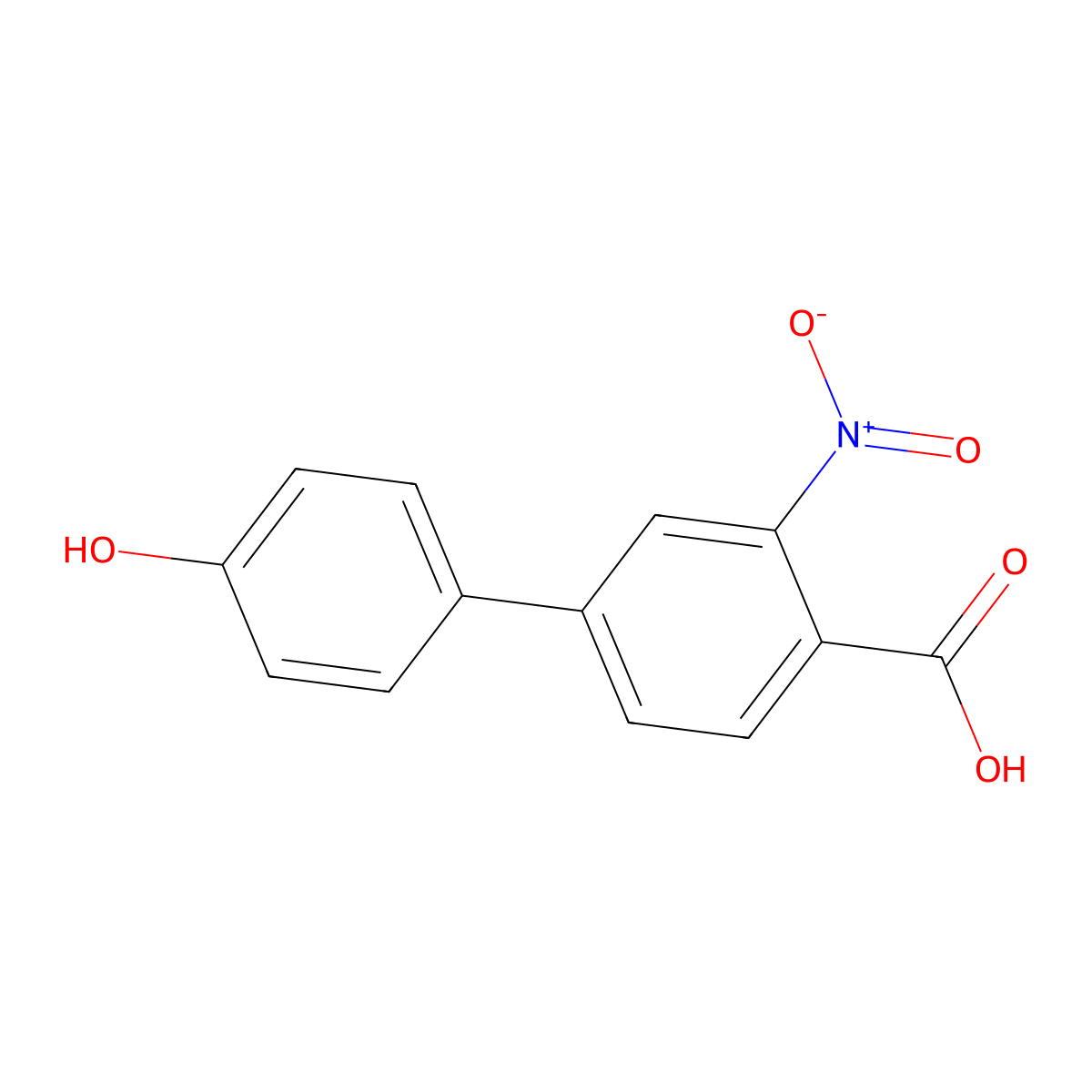 4-(4-Hydroxyphenyl)-2-nitrobenzoic acid molecular structure, CAS 1261977-37-0