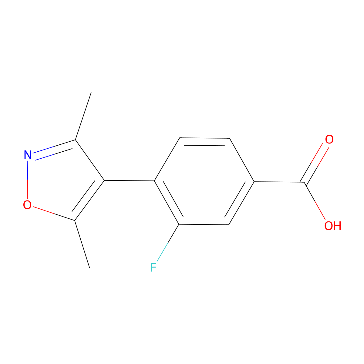 4-(3,5-Dimethyl-1,2-oxazol-4-yl)-3-fluorobenzoic acid molecular structure, CAS 1261977-47-2